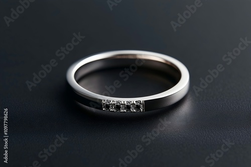 Platinum Band with Five Black Diamonds