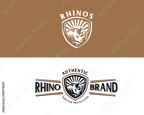 Vector simple modern Logo Illustration Rhino wild gaming and for business