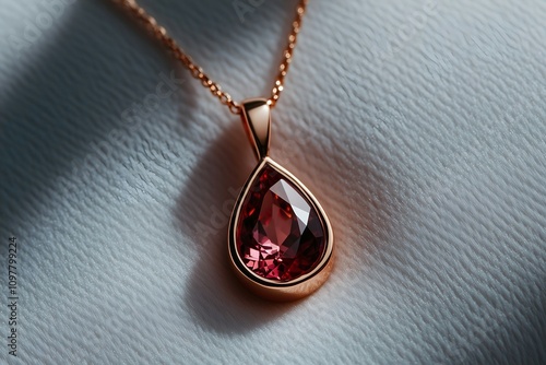 Rose Gold Teardrop Pendant Necklace with Pink Gemstone