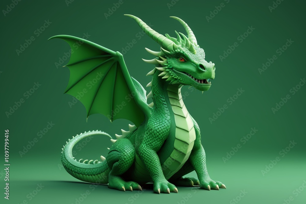 Obraz premium a close up of a green dragon sitting on a green surface