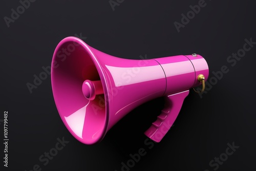 a close up of a pink megaphone on a black surface