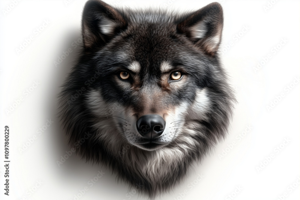 Fototapeta premium wolf head isolated on white