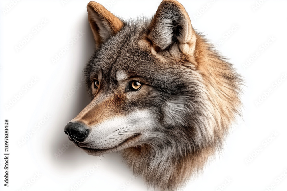 Fototapeta premium wolf head isolated on white