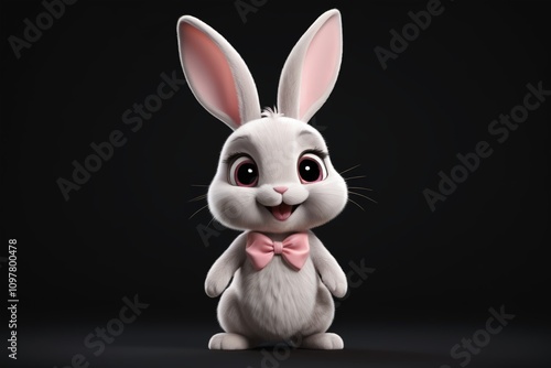 arafed bunny with a bow tie standing in front of a black background photo