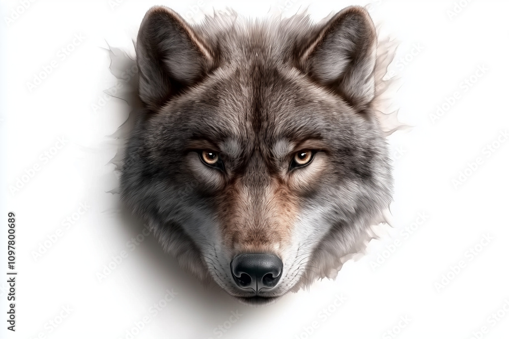 Fototapeta premium wolf head isolated on white
