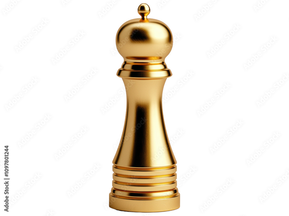Elegant Gold Chess Piece Against White Background Elegant Gold Chess Piece Against White Background