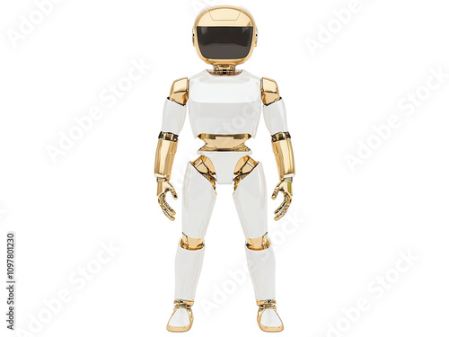 Futuristic Robot Design with Golden Accents