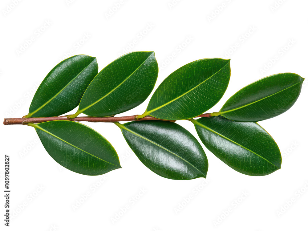 Naklejka premium Green Leaves on a Stem for Natural Designs