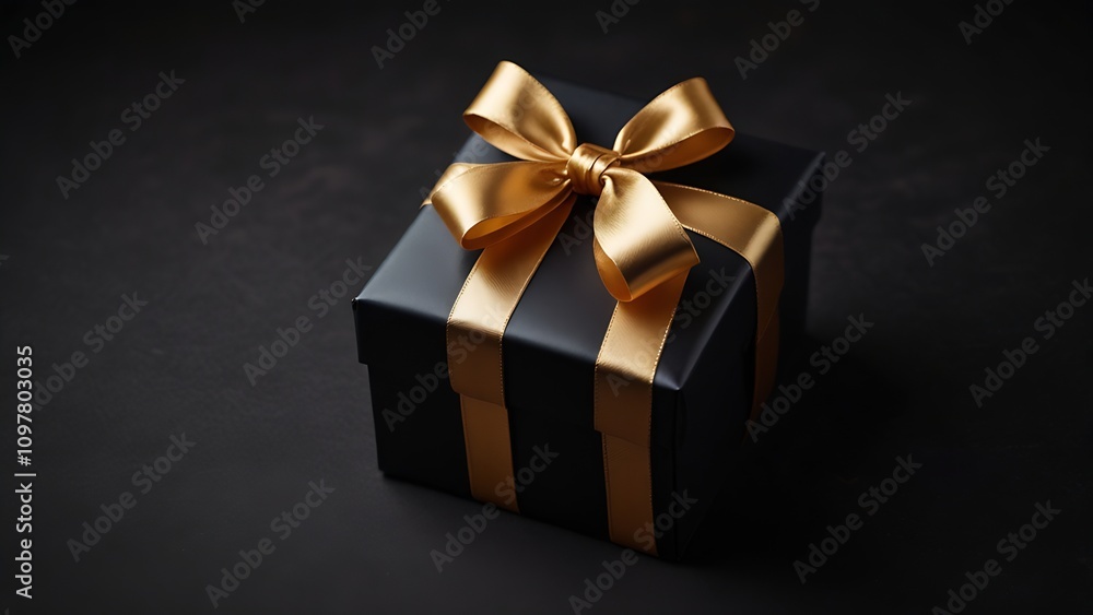 3D gift box black color in black background 3D gift box black color in black background