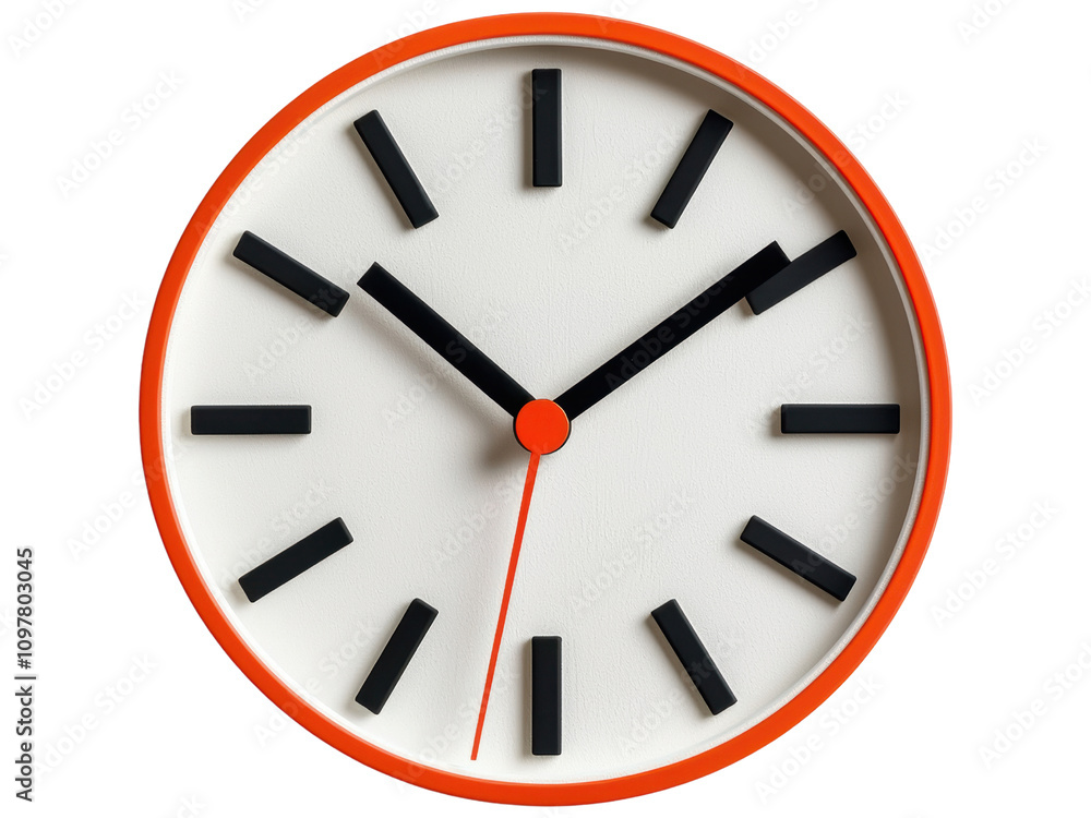 Modern Clock with Orange Accent and Simple Design Modern Clock with Orange Accent and Simple Design