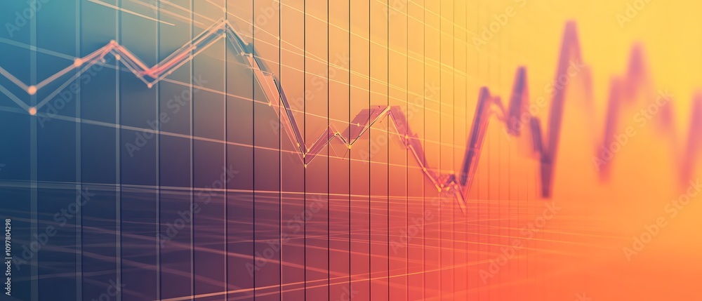 Fototapeta premium An abstract illustration of fluctuating financial graphs, showcasing trends and market fluctuations in vibrant colors