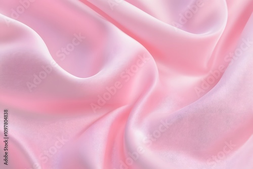 A smooth, soft pink fabric draping elegantly, showcasing its texture and sheen.