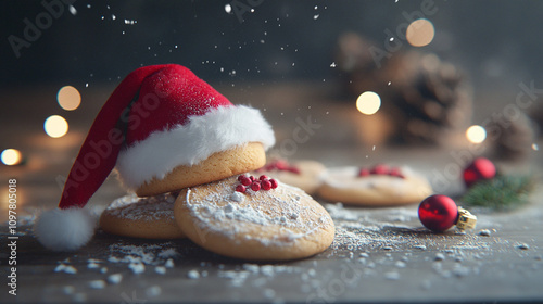 christmas cookies on the table, santa cookies, christams snack photo