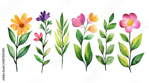 Wallpaper Mural Beautiful watercolor drawings of wildflowers and leaves.  Perfect for making invitations, menus, or greeting cards for baby showers, weddings, or birthdays. Torontodigital.ca