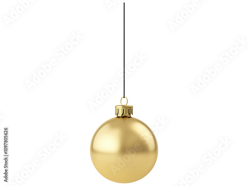 Shiny Gold Ornament Hanging on a Black String