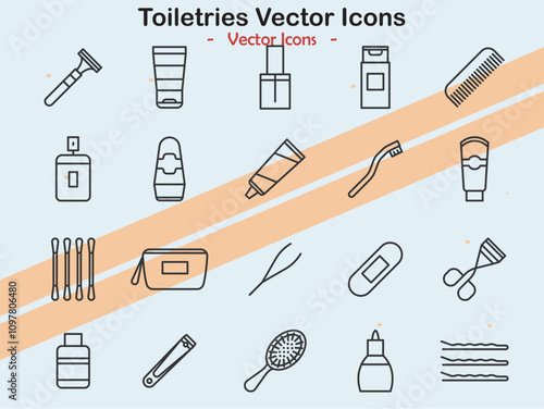 Icons illustrating personal care and hygiene products
