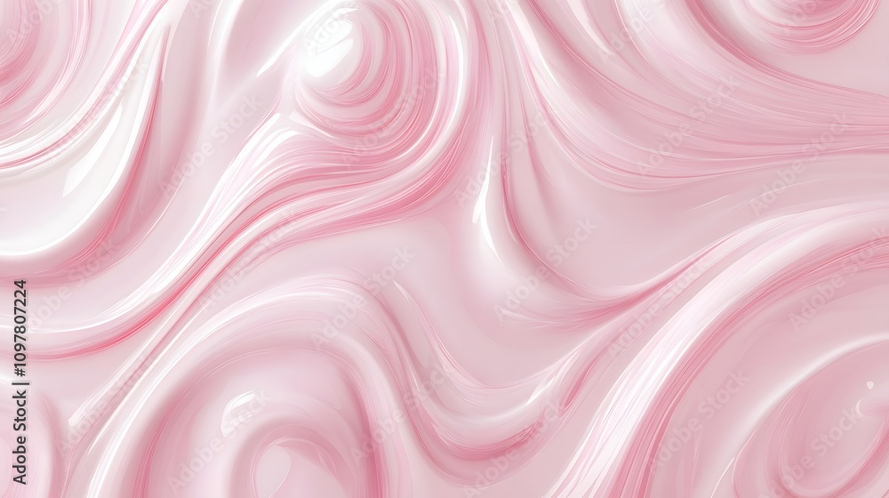 Obraz premium A smooth, glossy pink abstract texture with swirling patterns.