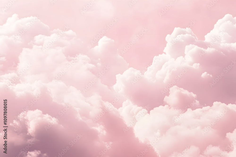 A serene sky filled with fluffy pink clouds, creating a dreamy and tranquil atmosphere. A serene sky filled with fluffy pink clouds, creating a dreamy and tranquil atmosphere.