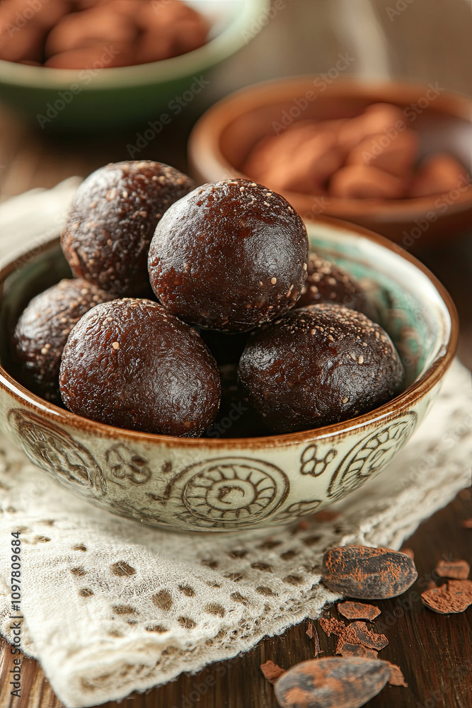 Vegan energy balls with dates and cocoa Vegan energy balls with dates and cocoa