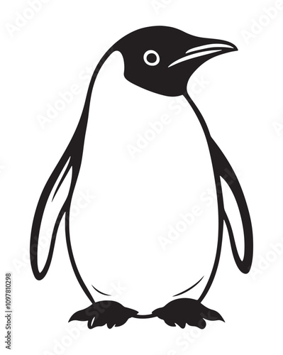 Penguin Silhouette Vector Illustration, Minimalist Penguin Silhouette Isolated, Black Penguin Silhouette Icon Set, Penguin Silhouette Clipart for Print and Web.
