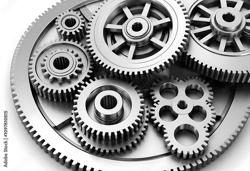 Black and white macro photo close-up view of metal clockwork. Concept eternity, teamwork Black and white macro photo close-up view of metal clockwork. Concept eternity, teamwork