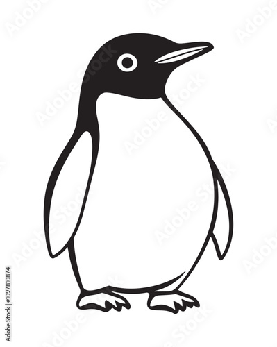 Penguin Silhouette Vector Illustration, Minimalist Penguin Silhouette Isolated, Black Penguin Silhouette Icon Set, Penguin Silhouette Clipart for Print and Web.