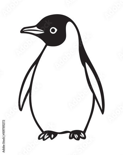 Penguin Silhouette Vector Illustration, Minimalist Penguin Silhouette Isolated, Black Penguin Silhouette Icon Set, Penguin Silhouette Clipart for Print and Web.