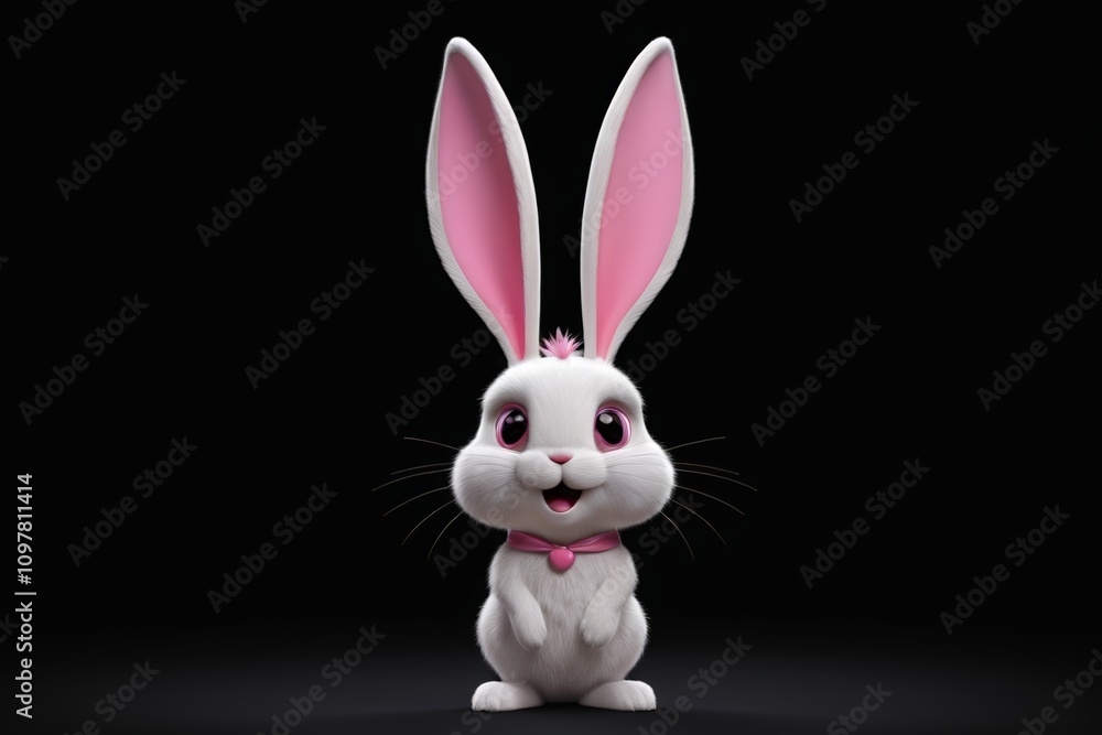 Obraz premium araffe with pink ears and a bow tie standing in front of a black background