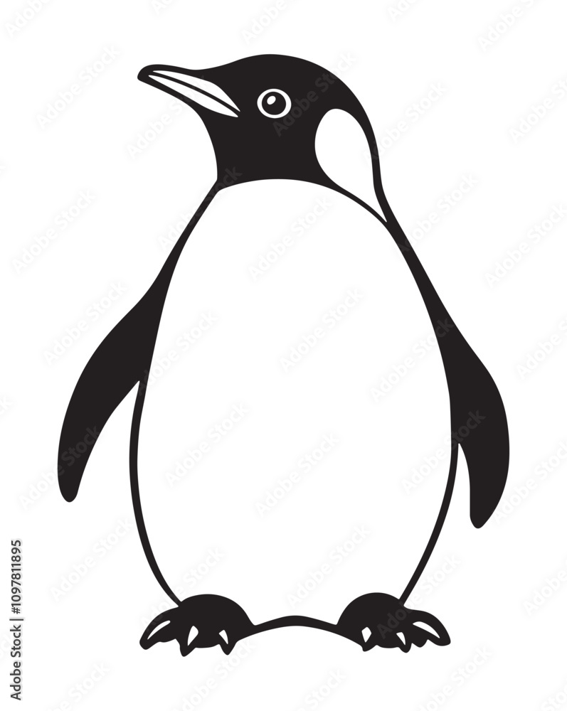 Obraz premium Penguin Silhouette Vector Illustration, Minimalist Penguin Silhouette Isolated, Black Penguin Silhouette Icon Set, Penguin Silhouette Clipart for Print and Web.