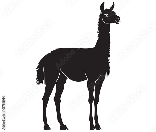 llama cartoon illustration vector design, Minimalist llama silhouette icon