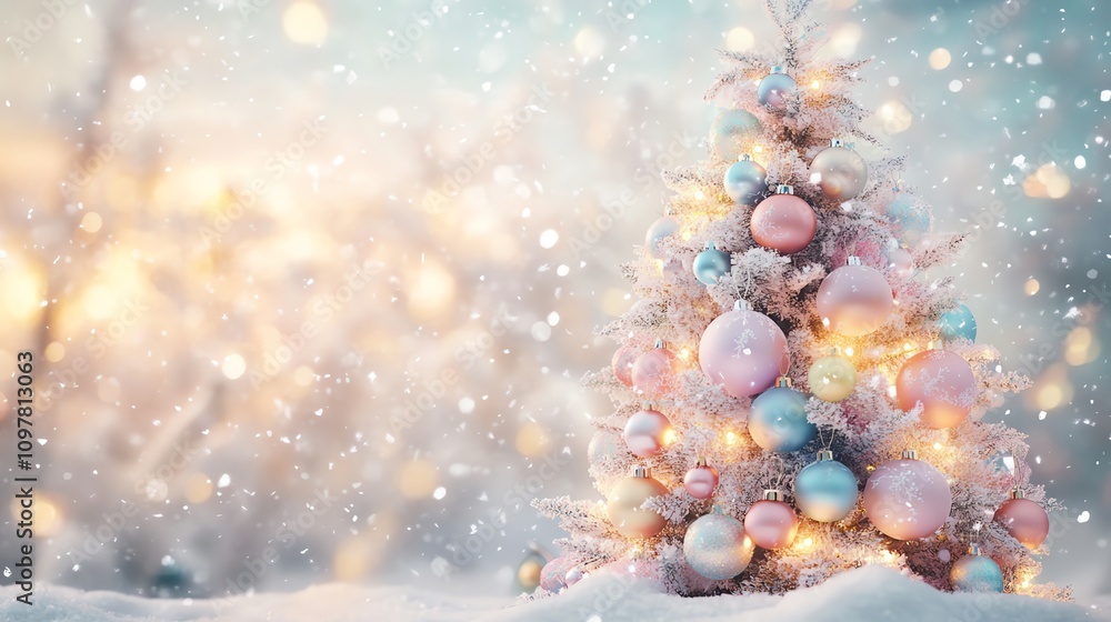 Fototapeta premium Magical Christmas Tree in a Snowy Wonderland