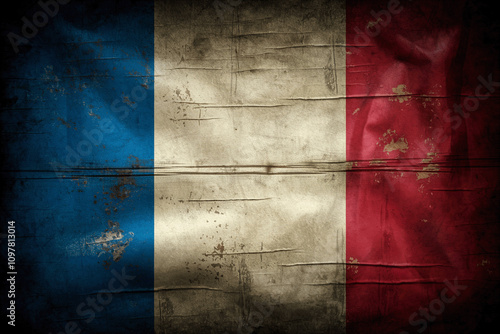 Retro Vintage Historical Old flag Of France 