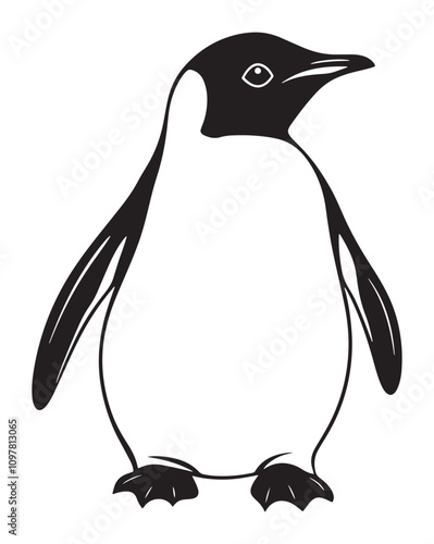 Penguin Silhouette Vector Illustration, Minimalist Penguin Silhouette Isolated, Black Penguin Silhouette Icon Set, Penguin Silhouette Clipart for Print and Web.