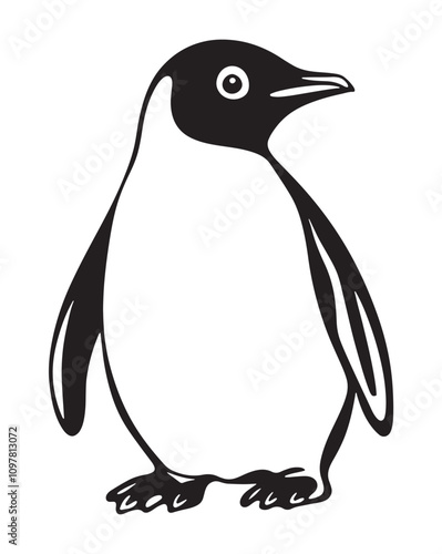 Penguin Silhouette Vector Illustration, Minimalist Penguin Silhouette Isolated, Black Penguin Silhouette Icon Set, Penguin Silhouette Clipart for Print and Web.