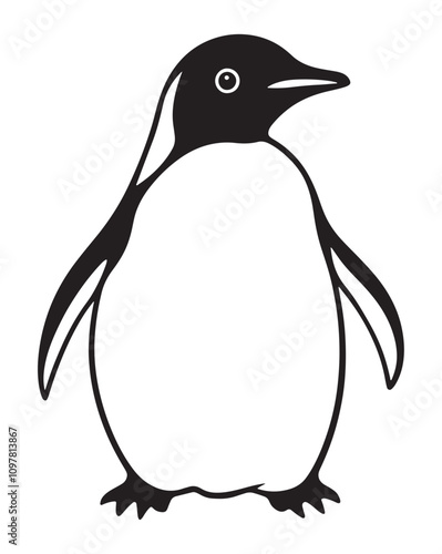 Penguin Silhouette Vector Illustration, Minimalist Penguin Silhouette Isolated, Black Penguin Silhouette Icon Set, Penguin Silhouette Clipart for Print and Web.