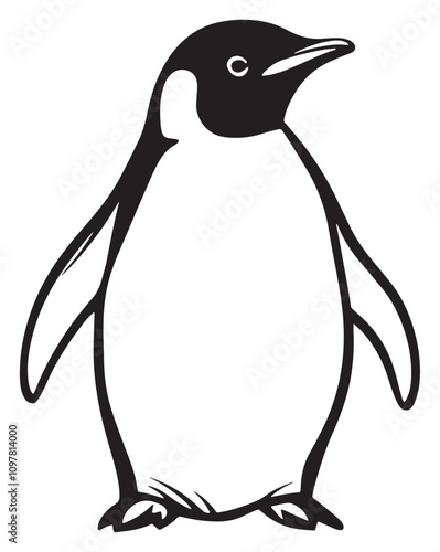 Penguin Silhouette Vector Illustration, Minimalist Penguin Silhouette Isolated, Black Penguin Silhouette Icon Set, Penguin Silhouette Clipart for Print and Web.