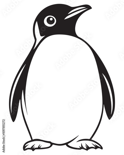 Penguin Silhouette Vector Illustration, Minimalist Penguin Silhouette Isolated, Black Penguin Silhouette Icon Set, Penguin Silhouette Clipart for Print and Web.