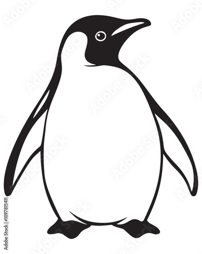 Penguin Silhouette Vector Illustration, Minimalist Penguin Silhouette Isolated, Black Penguin Silhouette Icon Set, Penguin Silhouette Clipart for Print and Web.