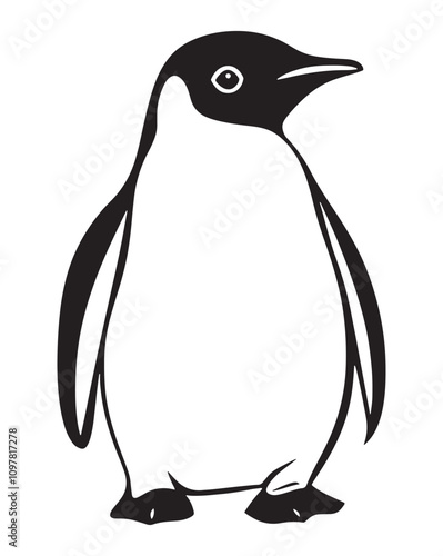 Penguin Silhouette Vector Illustration, Minimalist Penguin Silhouette Isolated, Black Penguin Silhouette Icon Set, Penguin Silhouette Clipart for Print and Web.