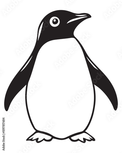 Penguin Silhouette Vector Illustration, Minimalist Penguin Silhouette Isolated, Black Penguin Silhouette Icon Set, Penguin Silhouette Clipart for Print and Web.