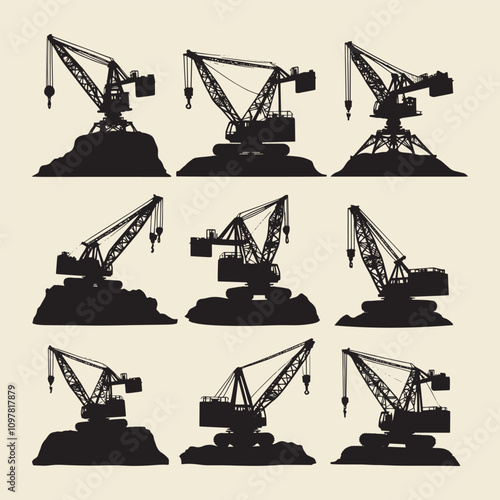 silhouettes of cranes