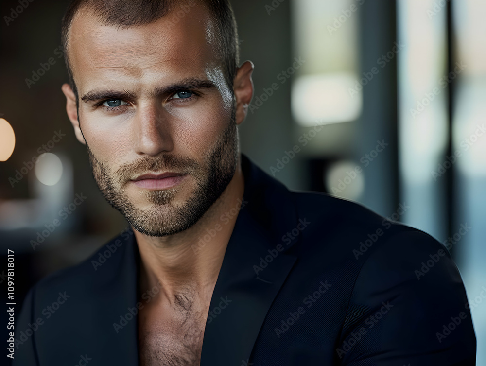 Blurry office background headshot - A close-up portrait of a man in a suit, exuding confidence and style. Blurry office background headshot - A close-up portrait of a man in a suit, exuding confidence and style.