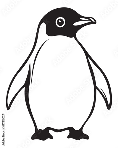 Penguin Silhouette Vector Illustration, Minimalist Penguin Silhouette Isolated, Black Penguin Silhouette Icon Set, Penguin Silhouette Clipart for Print and Web.