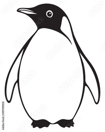 Penguin Silhouette Vector Illustration, Minimalist Penguin Silhouette Isolated, Black Penguin Silhouette Icon Set, Penguin Silhouette Clipart for Print and Web.