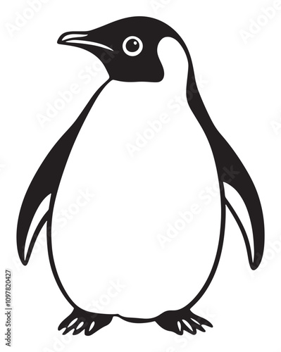 Penguin Silhouette Vector Illustration, Minimalist Penguin Silhouette Isolated, Black Penguin Silhouette Icon Set, Penguin Silhouette Clipart for Print and Web.