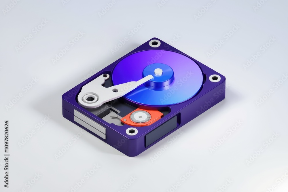 3D render of a hard drive's internal components showcasing its intricate mechanism 3D render of a hard drive's internal components showcasing its intricate mechanism