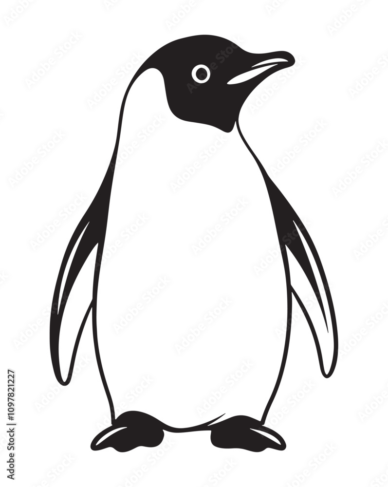 Obraz premium Penguin Silhouette Vector Illustration, Minimalist Penguin Silhouette Isolated, Black Penguin Silhouette Icon Set, Penguin Silhouette Clipart for Print and Web.