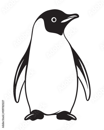 Penguin Silhouette Vector Illustration, Minimalist Penguin Silhouette Isolated, Black Penguin Silhouette Icon Set, Penguin Silhouette Clipart for Print and Web.