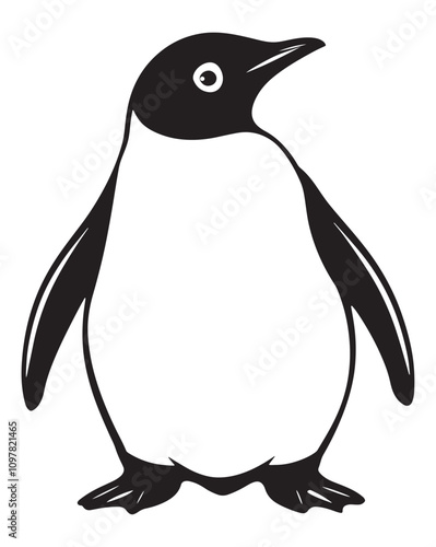 Penguin Silhouette Vector Illustration, Minimalist Penguin Silhouette Isolated, Black Penguin Silhouette Icon Set, Penguin Silhouette Clipart for Print and Web.