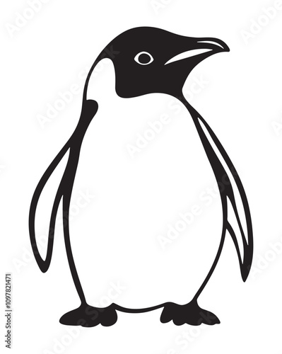 Penguin Silhouette Vector Illustration, Minimalist Penguin Silhouette Isolated, Black Penguin Silhouette Icon Set, Penguin Silhouette Clipart for Print and Web.